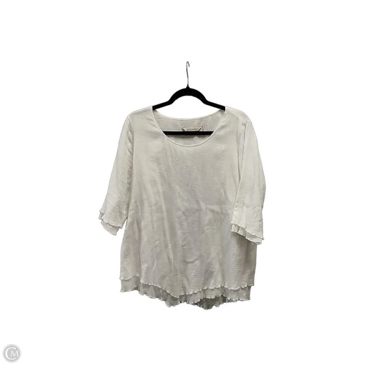 Blouse Long Sleeve By Soft Surroundings In White, Size: L