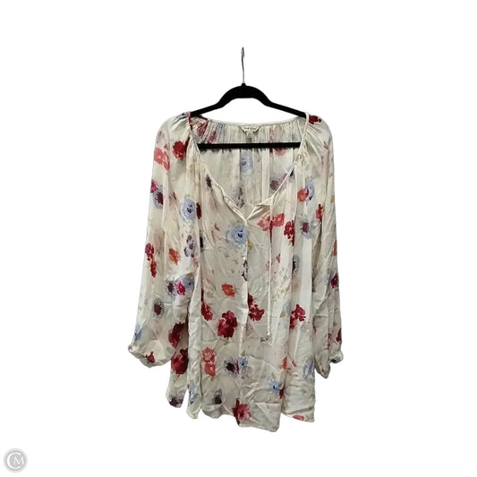 Blouse Long Sleeve By Lucky Brand In Floral Print, Size: 2x