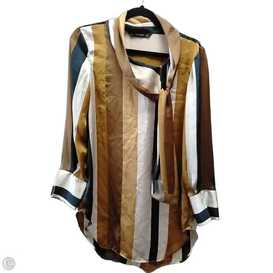 Blouse Long Sleeve By Zara In Striped Pattern, Size: Xs