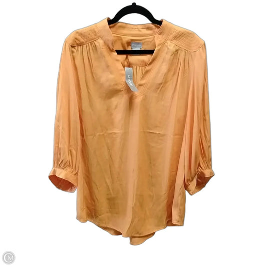 Blouse Long Sleeve By Chicos In Orange, Size: L