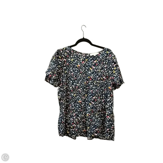 Blouse Short Sleeve By Loft In Blue, Size: L