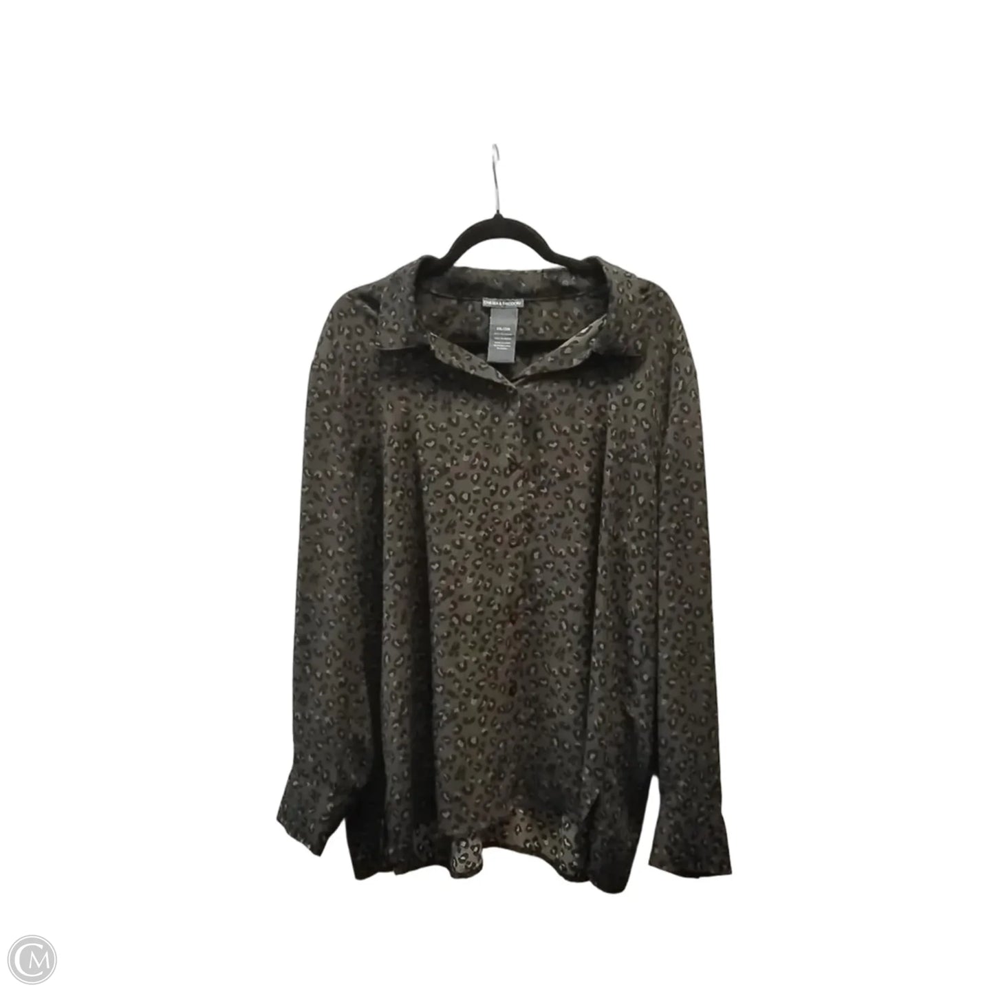 Blouse Long Sleeve By Chelsea And Theodore In Leopard Print, Size: Xxl