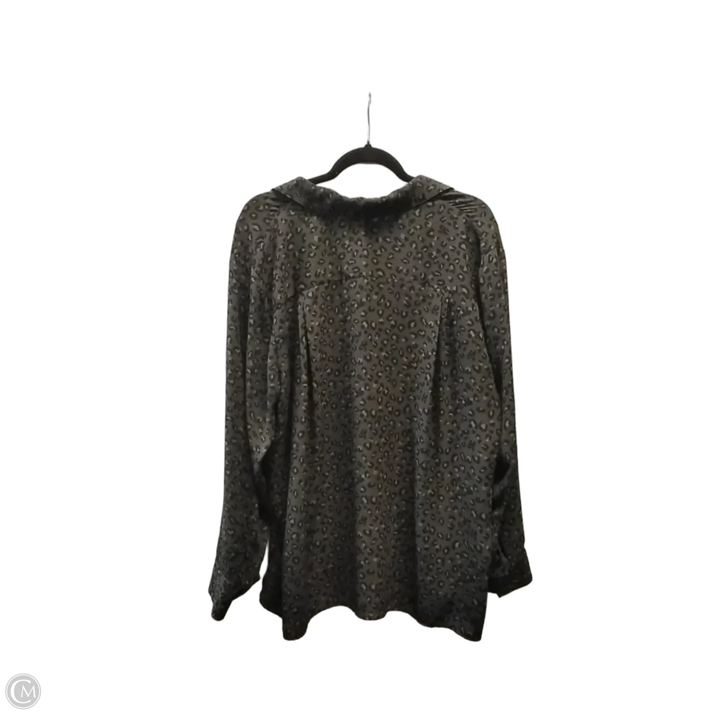 Blouse Long Sleeve By Chelsea And Theodore In Leopard Print, Size: Xxl