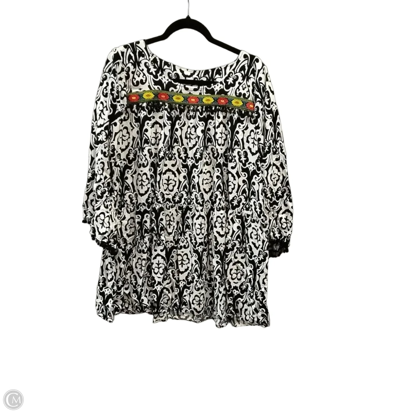 Blouse Long Sleeve By Uncle Frank In Black & White, Size: Xl