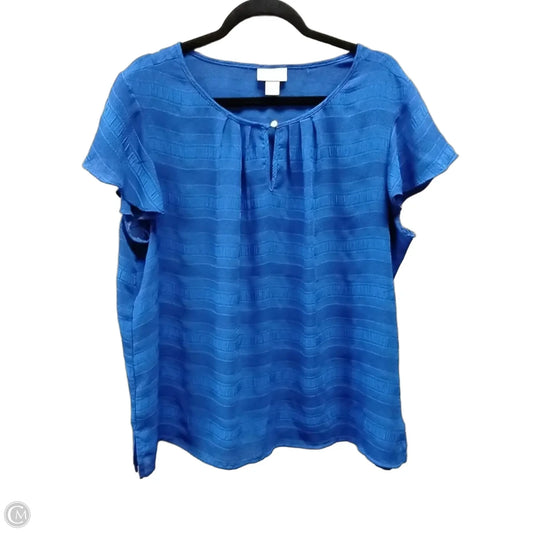 Blouse Short Sleeve By Liz Claiborne In Blue, Size: Xxl
