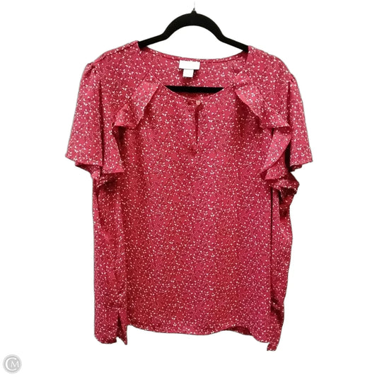 Blouse Short Sleeve By Liz Claiborne In Red, Size: Xxl