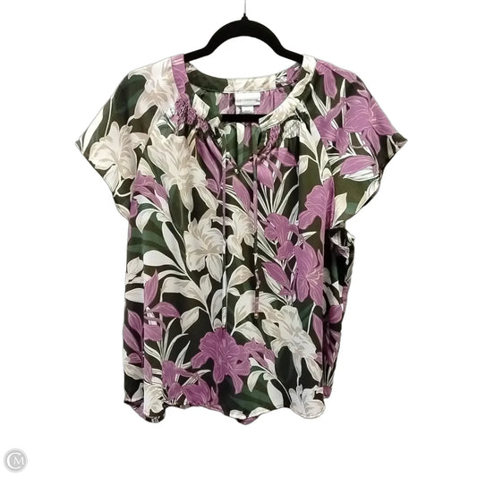 Blouse Short Sleeve By Liz Claiborne In Floral Print, Size: Xxl