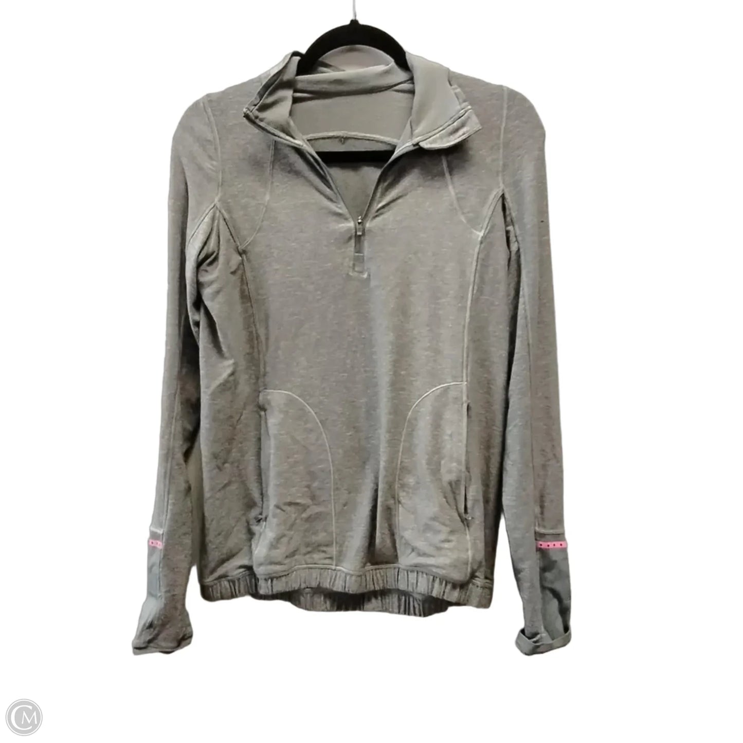 Athletic Top Long Sleeve Collar By Lululemon In Grey, Size: S