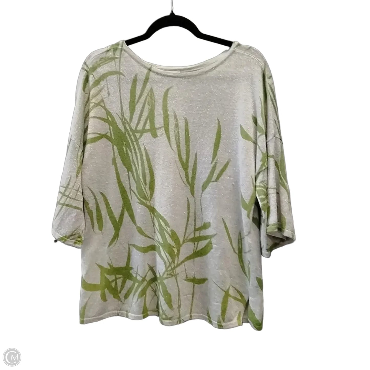 Top Long Sleeve By Chicos In Cream & Green, Size: L