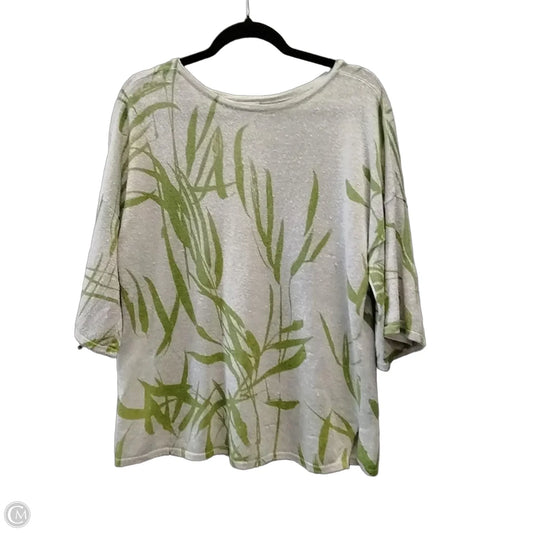 Top Long Sleeve By Chicos In Cream & Green, Size: L