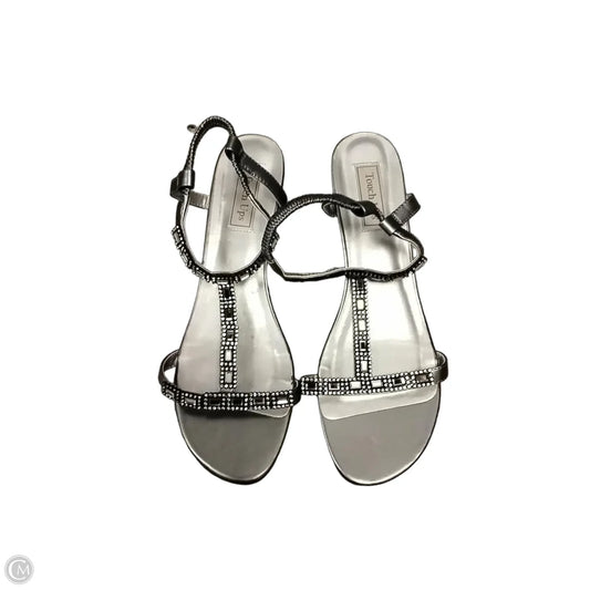 Sandals Heels Wedge By Clothes Mentor In Silver, Size: 11