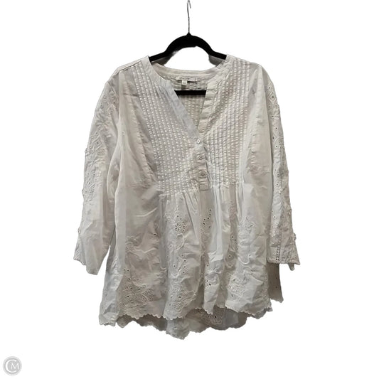 Blouse Long Sleeve By Chicos In White, Size: Xxl