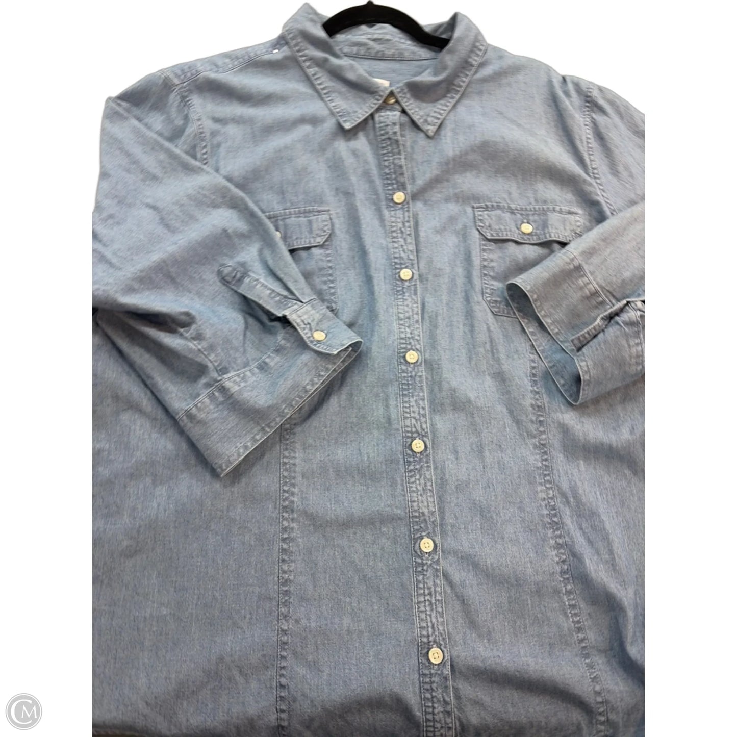Top Short Sleeve By Croft And Barrow In Blue, Size: 3x