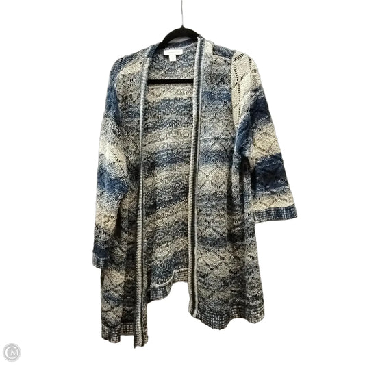 Cardigan By Coldwater Creek In Blue & Cream, Size: 3x