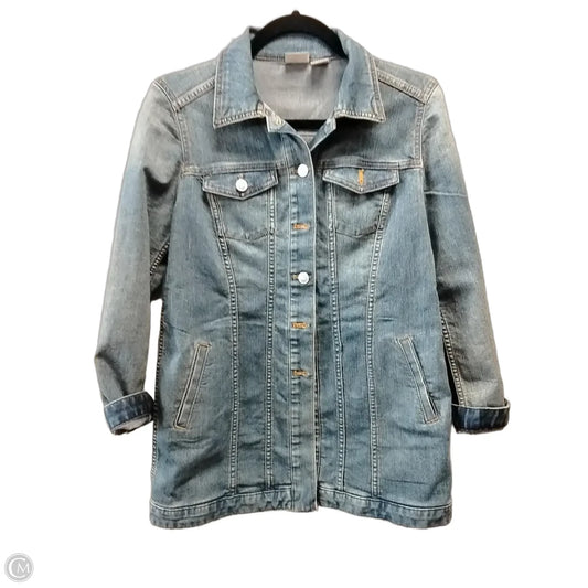 Jacket Denim By Chicos In Blue Denim, Size: Xsp