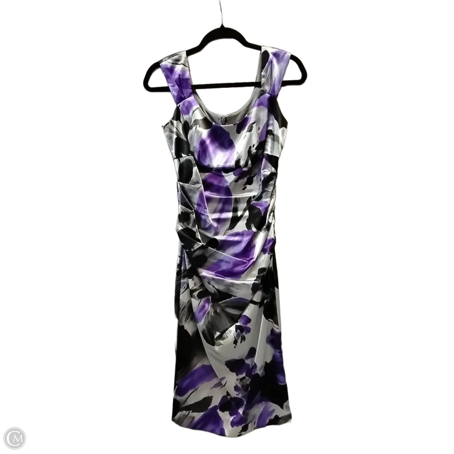 Dress Casual Midi By London Times In Grey & Purple, Size: 6