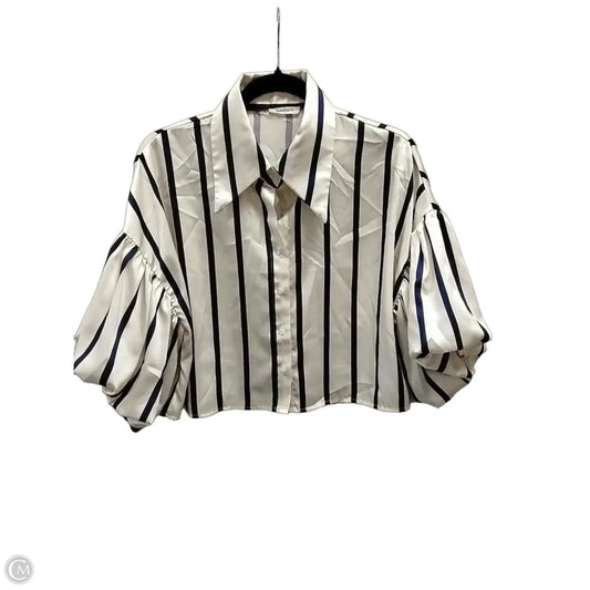 Blouse Short Sleeve By Sunday Up In Striped Pattern, Size: S