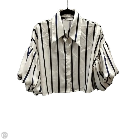 Blouse Short Sleeve By Sunday Up In Striped Pattern, Size: S