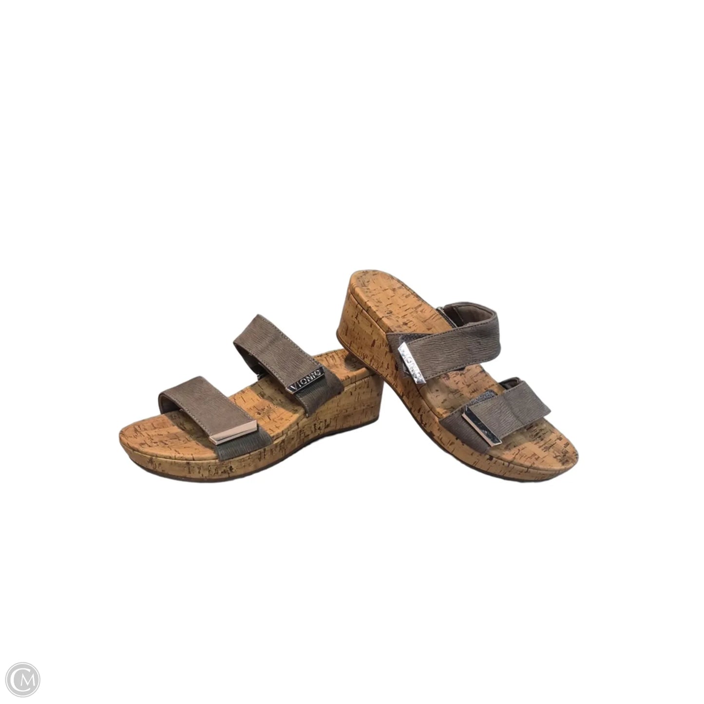 Sandals Heels Wedge By Vionic In Brown & Grey, Size: 9