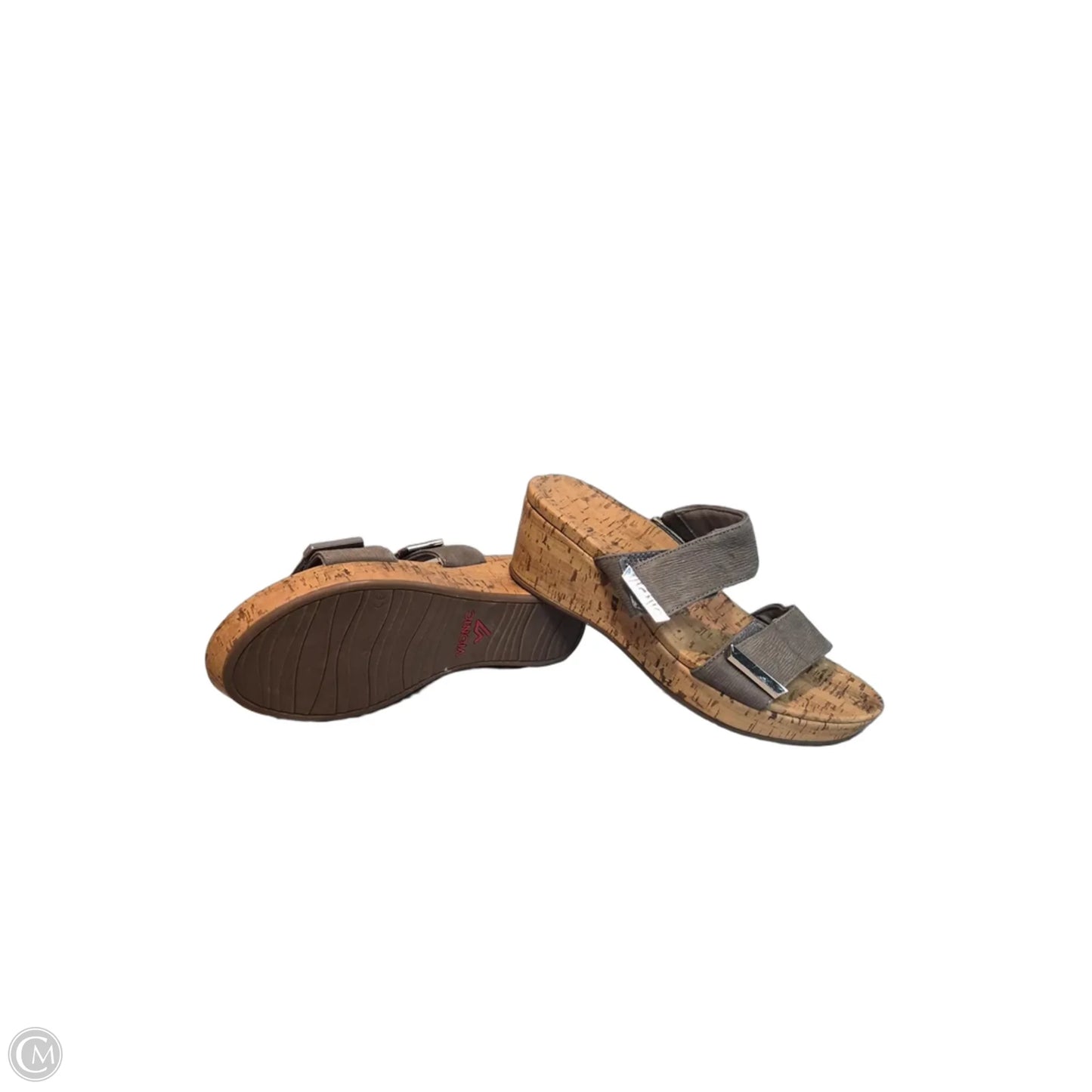 Sandals Heels Wedge By Vionic In Brown & Grey, Size: 9