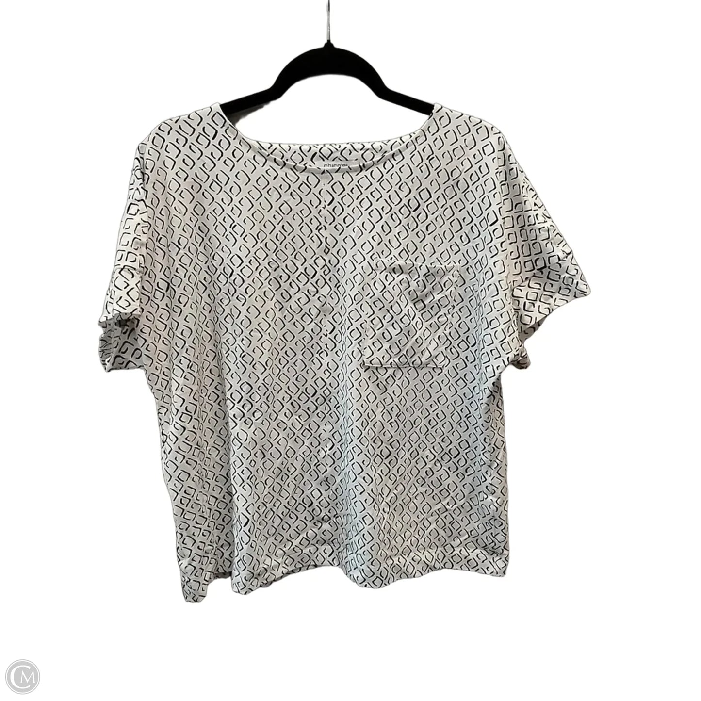 Top Short Sleeve By Chicos In Black & White, Size: L