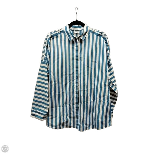 Top Long Sleeve By Akris In Striped Pattern, Size: L