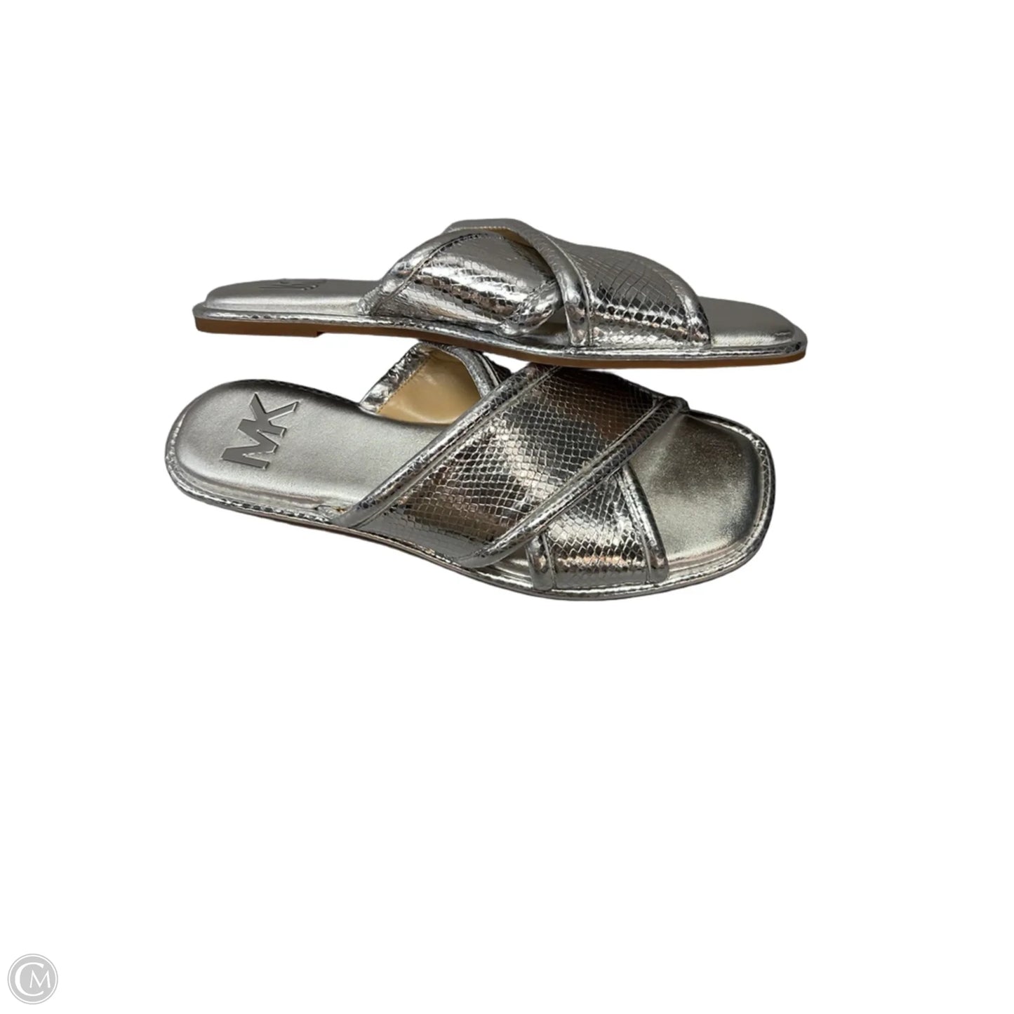 Sandals Flats By Michael By Michael Kors In Silver, Size: 10