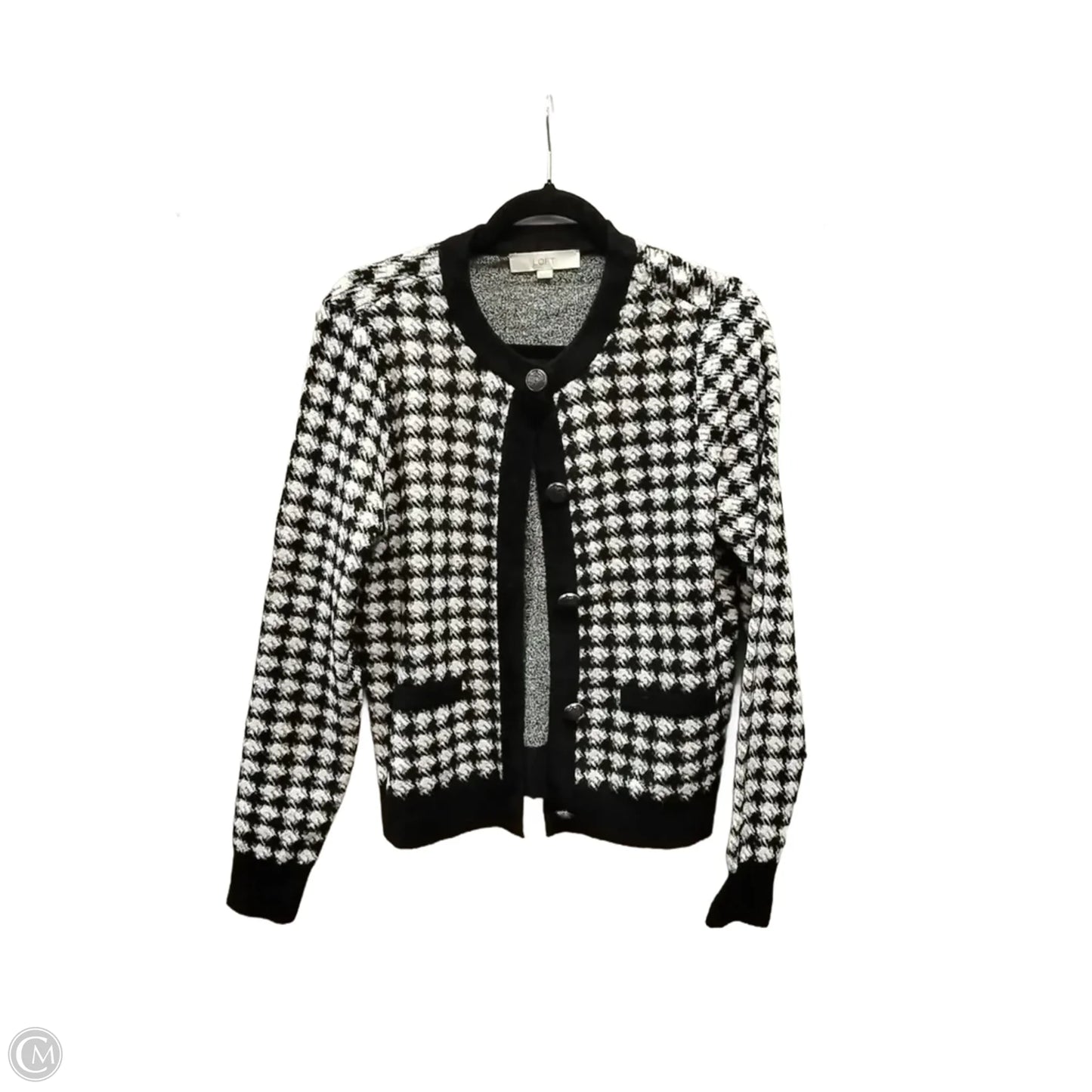 Sweater Cardigan By Loft In Geometric Pattern, Size: M