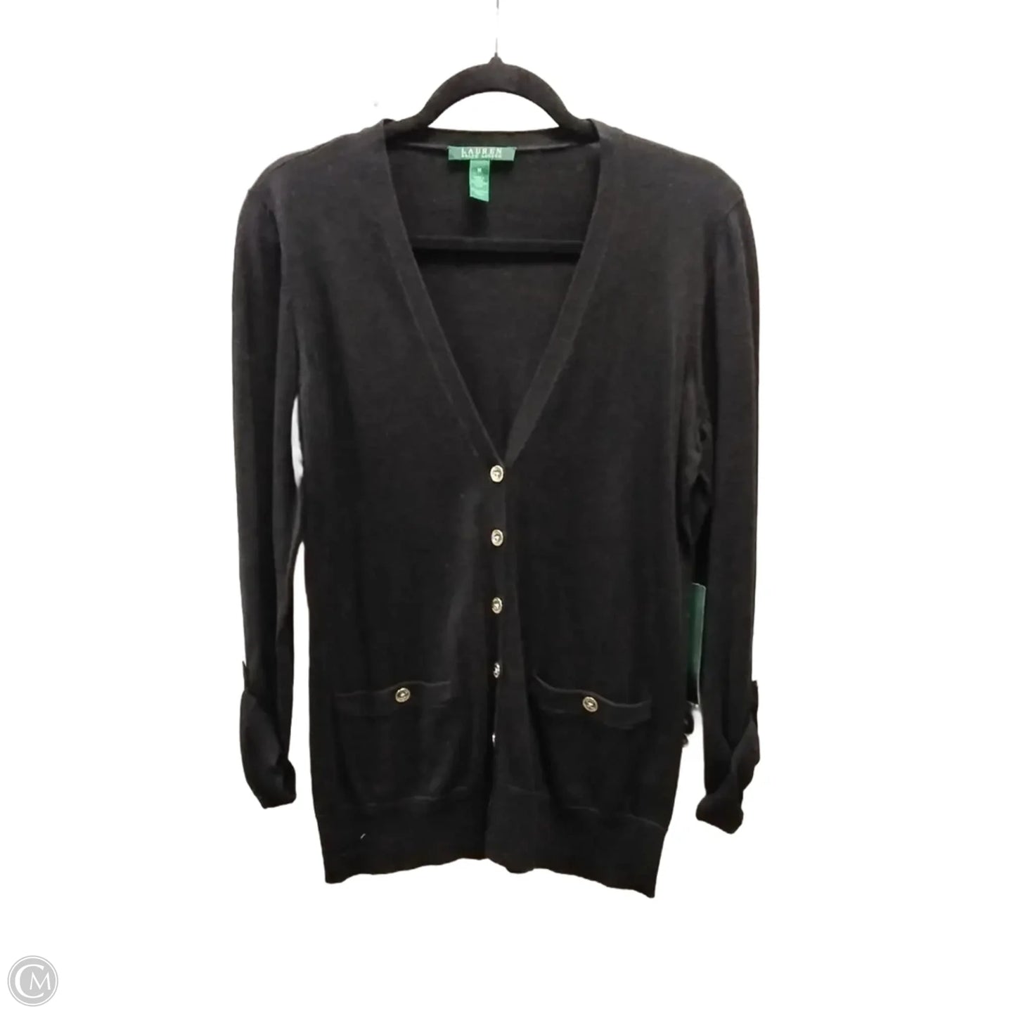 Sweater Cardigan By Lauren By Ralph Lauren In Black, Size: M