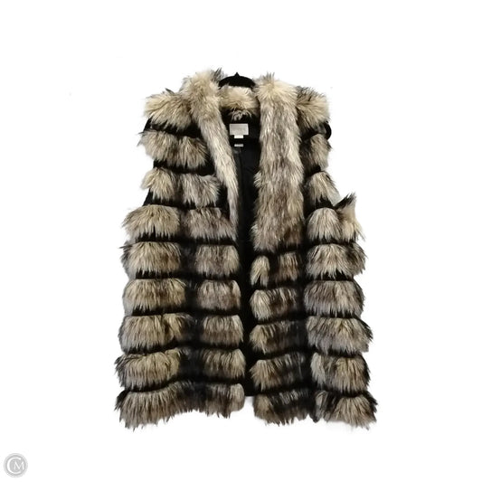 Vest Faux Fur & Sherpa By Chicos In Brown, Size: 3