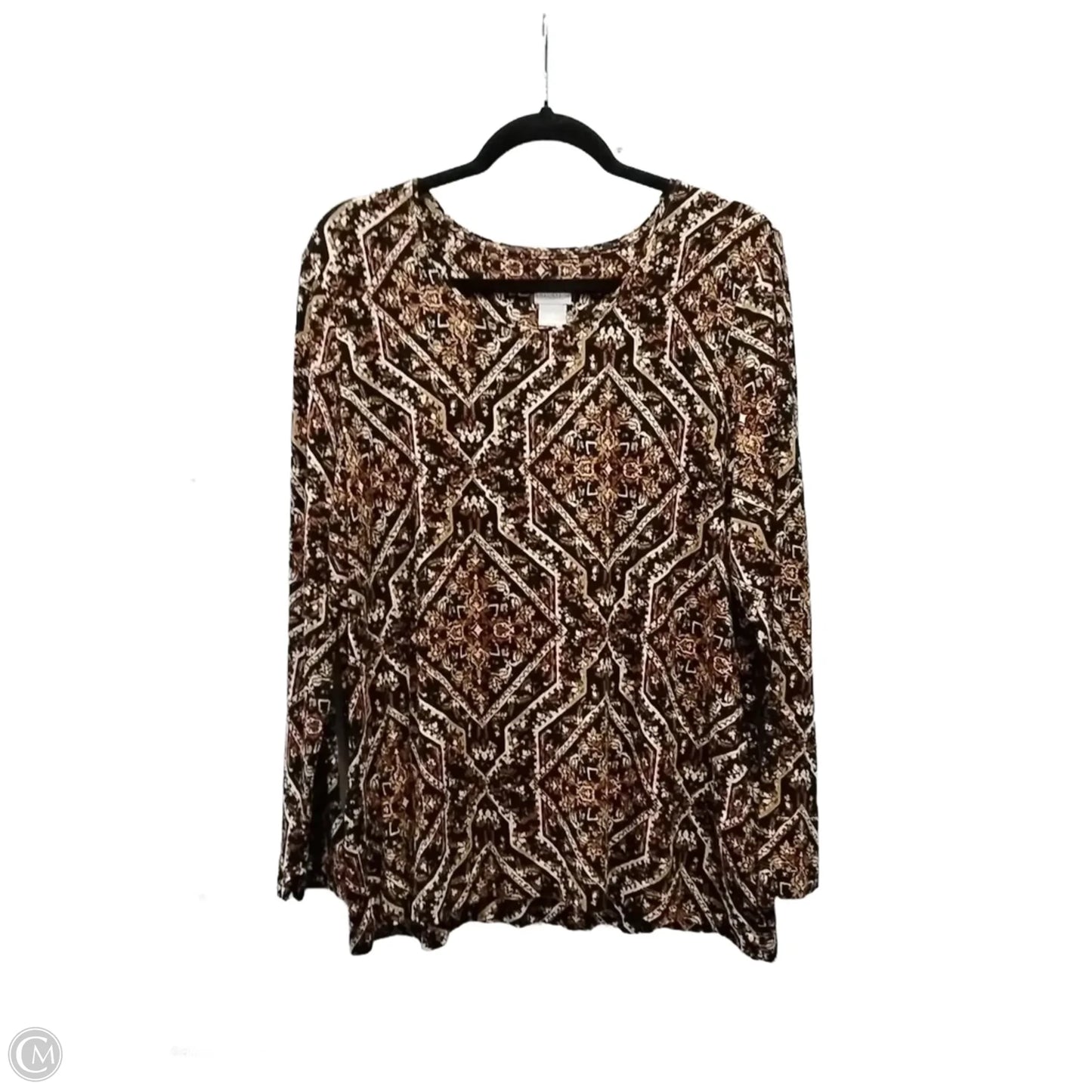 Top Long Sleeve By Chicos In Geometric Pattern, Size: L