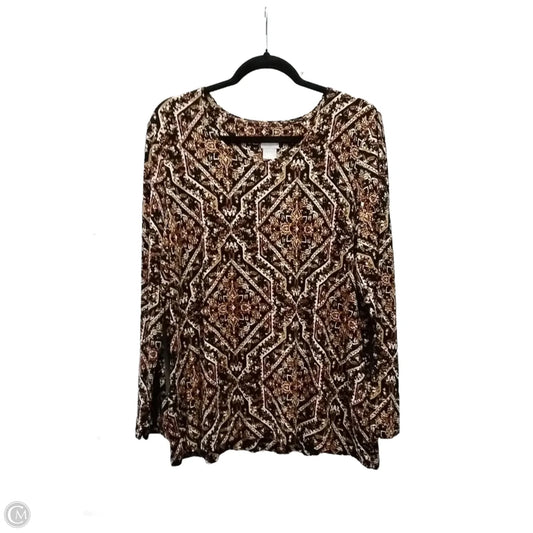 Top Long Sleeve By Chicos In Geometric Pattern, Size: L