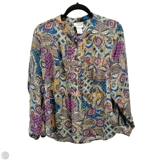 Blouse Long Sleeve By Bon Worth In Multi-colored, Size: L