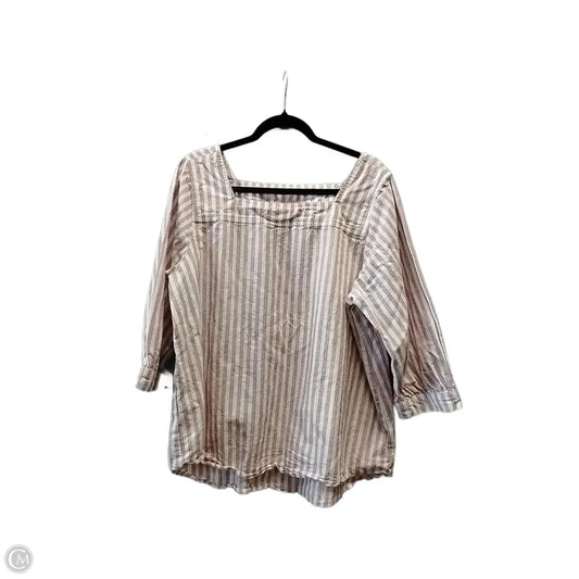Blouse Long Sleeve By Time And Tru In Striped Pattern, Size: Xl