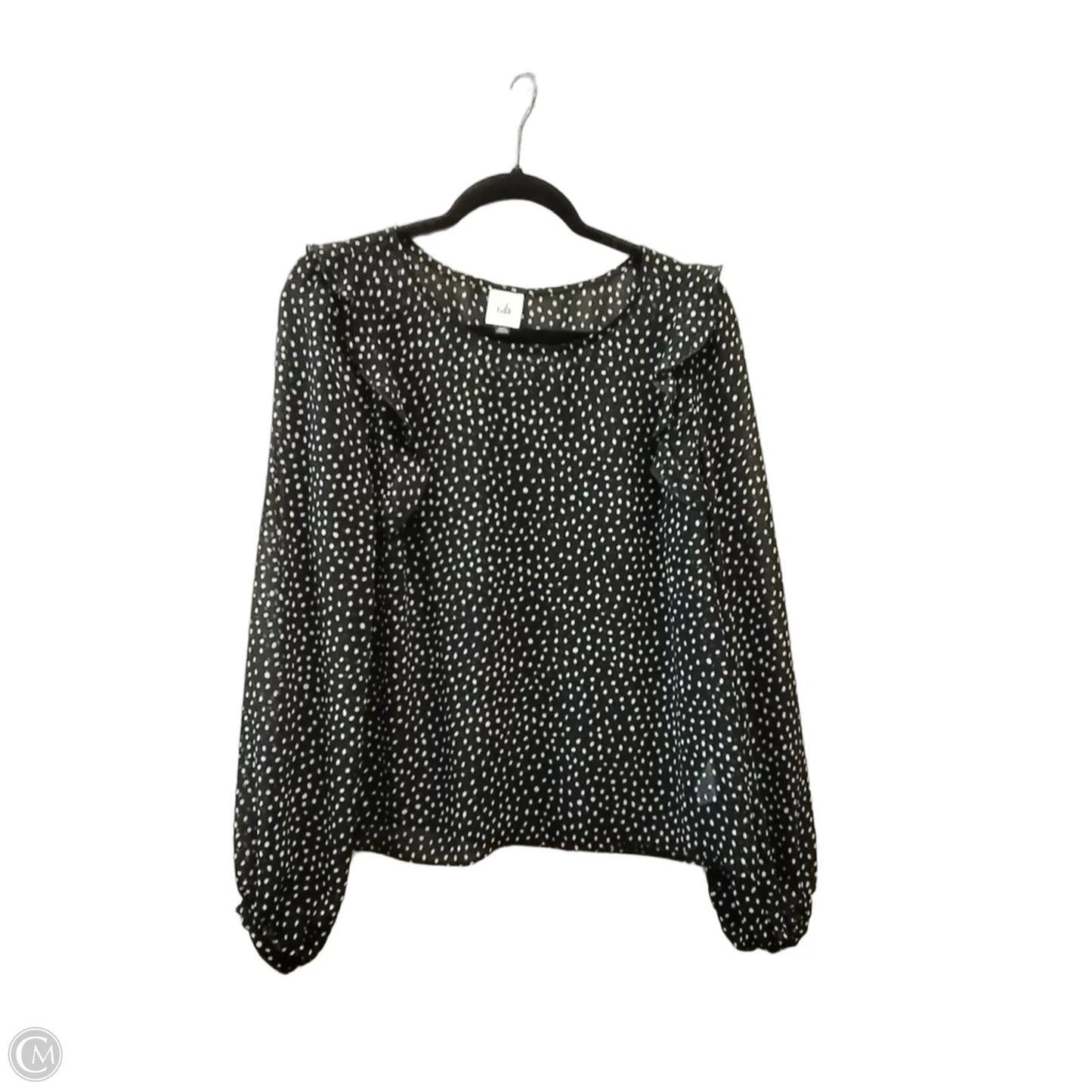 Top Long Sleeve By Cabi In Polkadot Pattern, Size: M