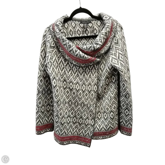 Sweater By Tahari In Grey & Red, Size: L