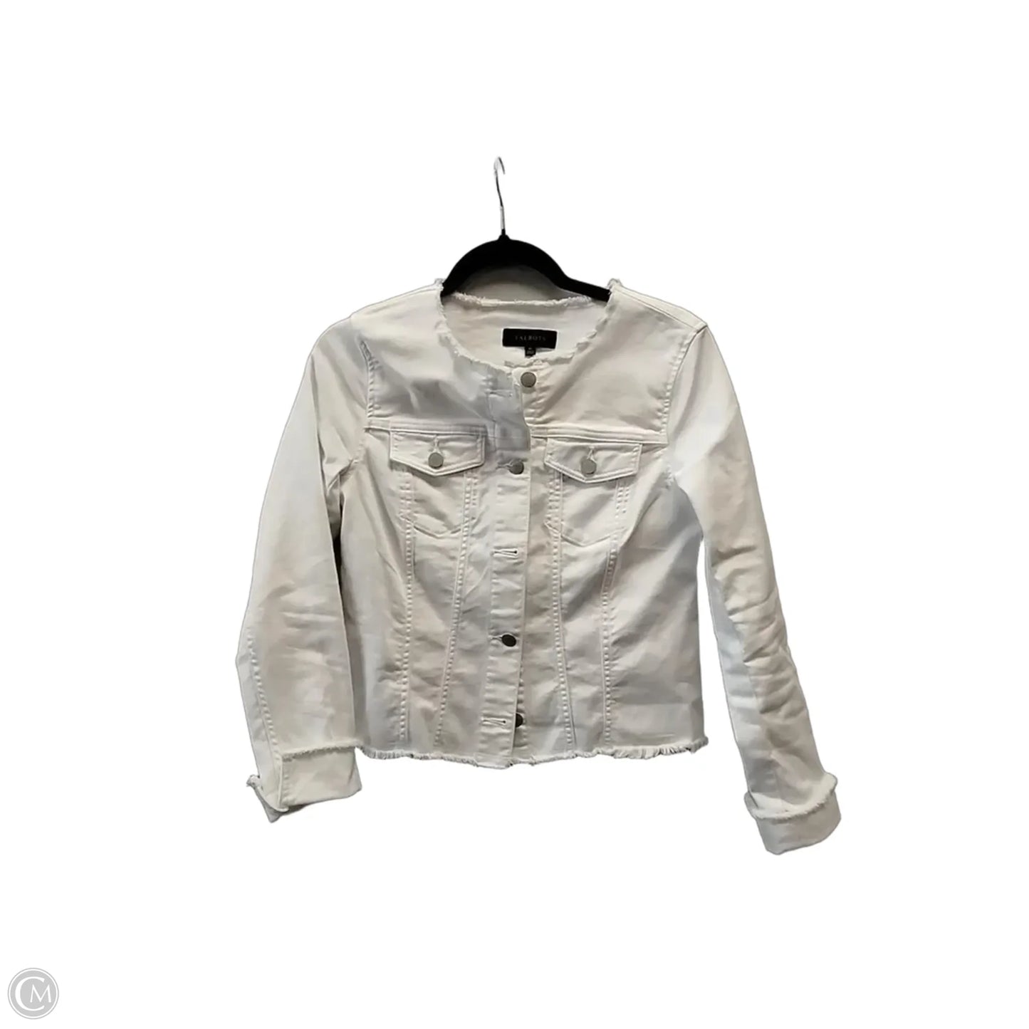 Jacket Denim By Talbots In White, Size: Xs