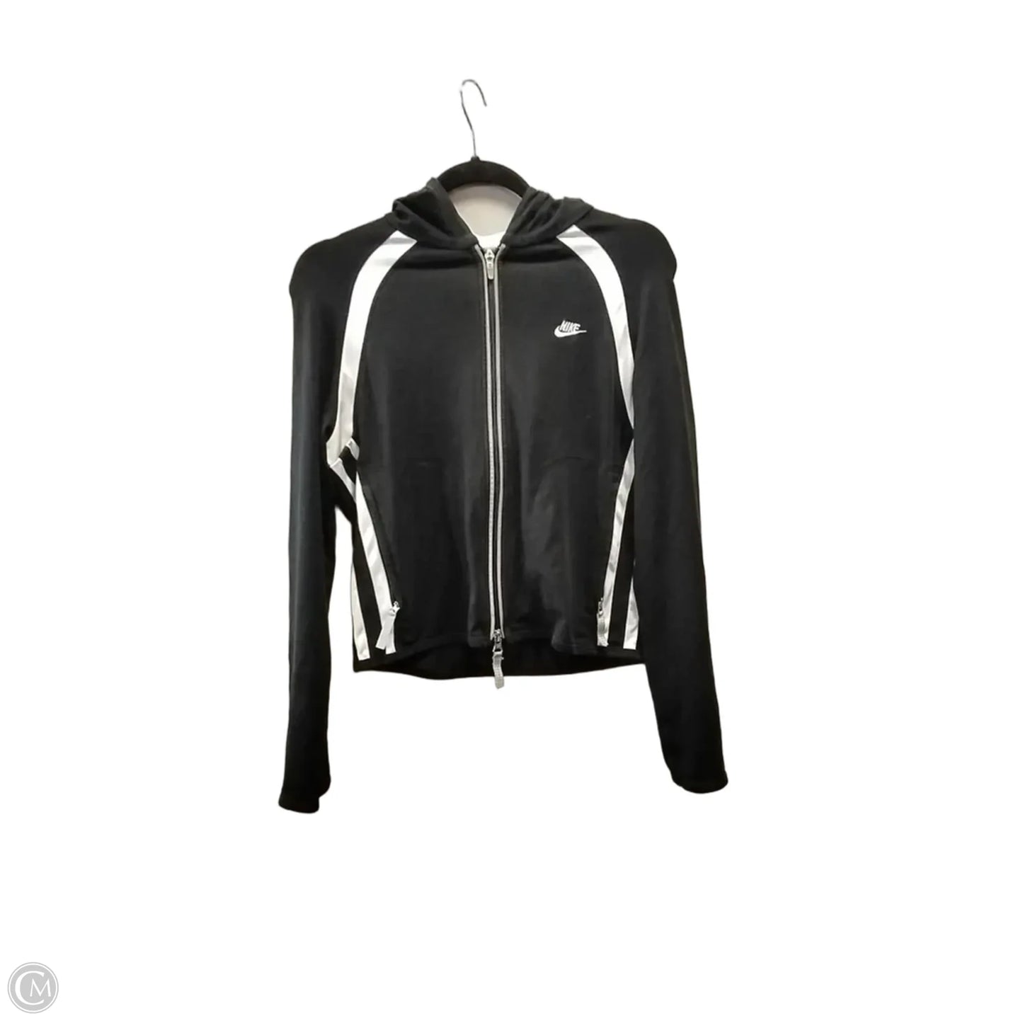 Athletic Jacket By Nike In Black & White, Size: S