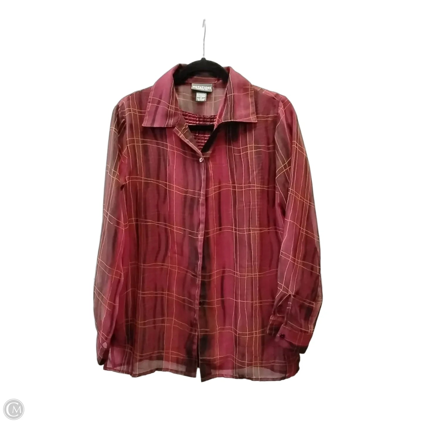 Top 2pc Long Sleeve By Notations In Plaid Pattern, Size: S