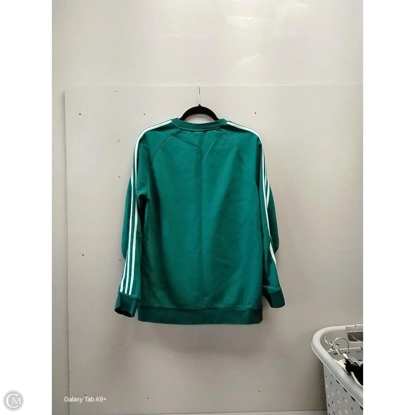 Sweatshirt Crewneck By Adidas In Green & White, Size: L