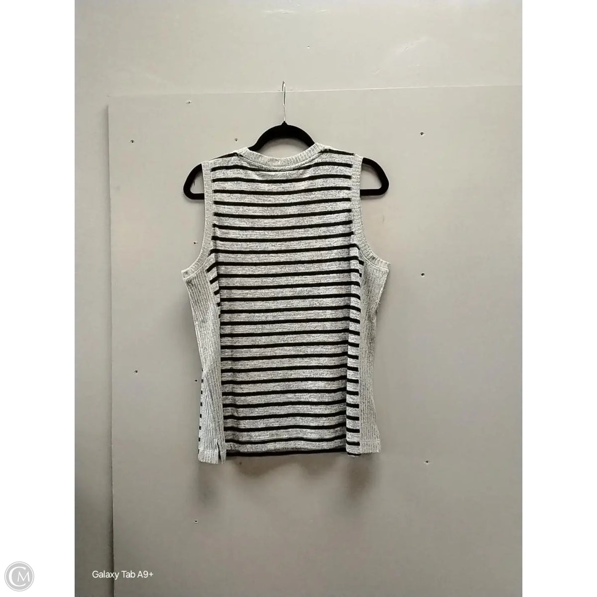 Sweater Short Sleeve By Chicos In Striped Pattern, Size: L