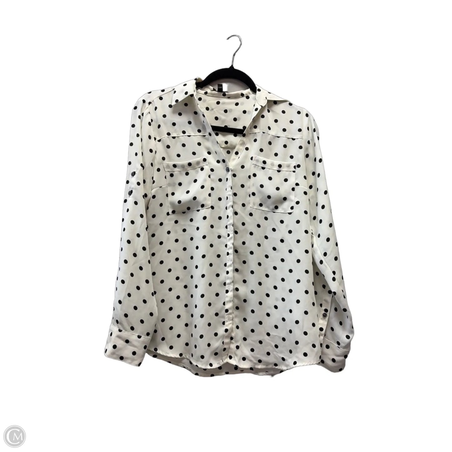Top Long Sleeve By Express In Polkadot Pattern, Size: S