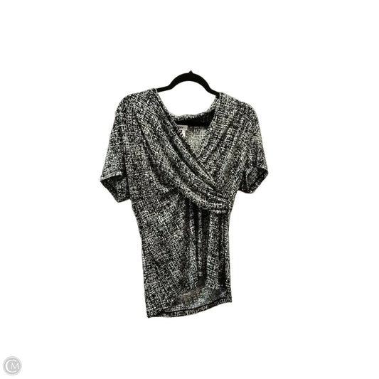Top Short Sleeve By Dkny In Black & Cream, Size: L