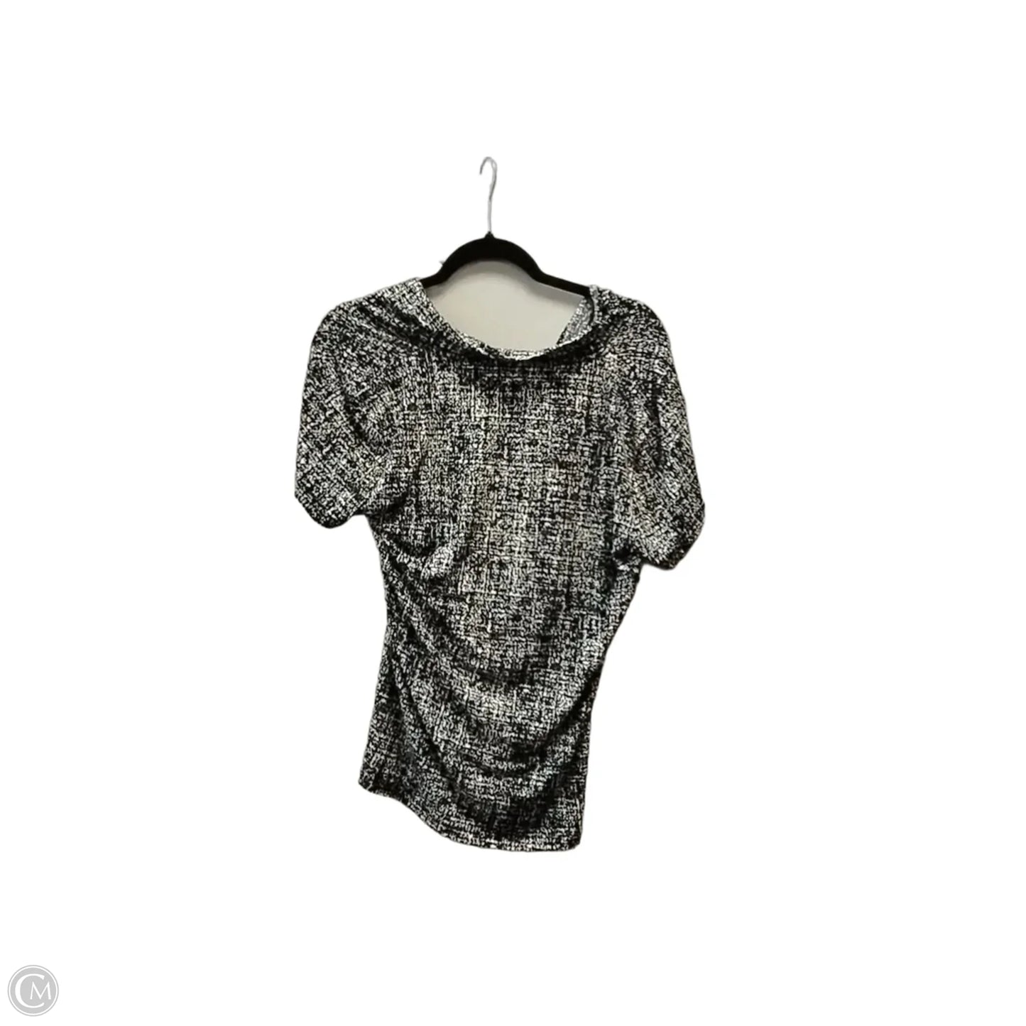 Top Short Sleeve By Dkny In Black & Cream, Size: L