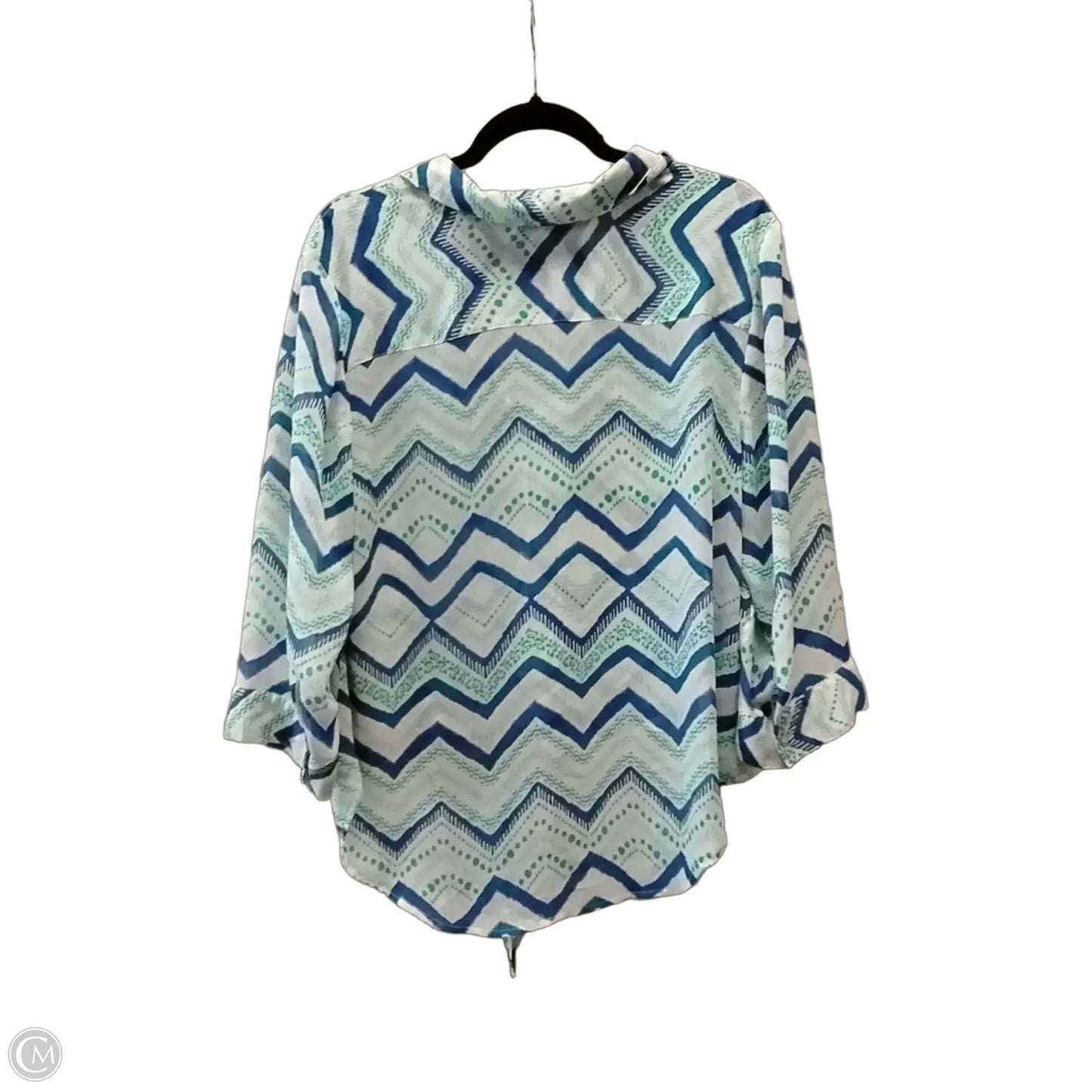 Top Long Sleeve By Chicos In Blue & Green, Size: S