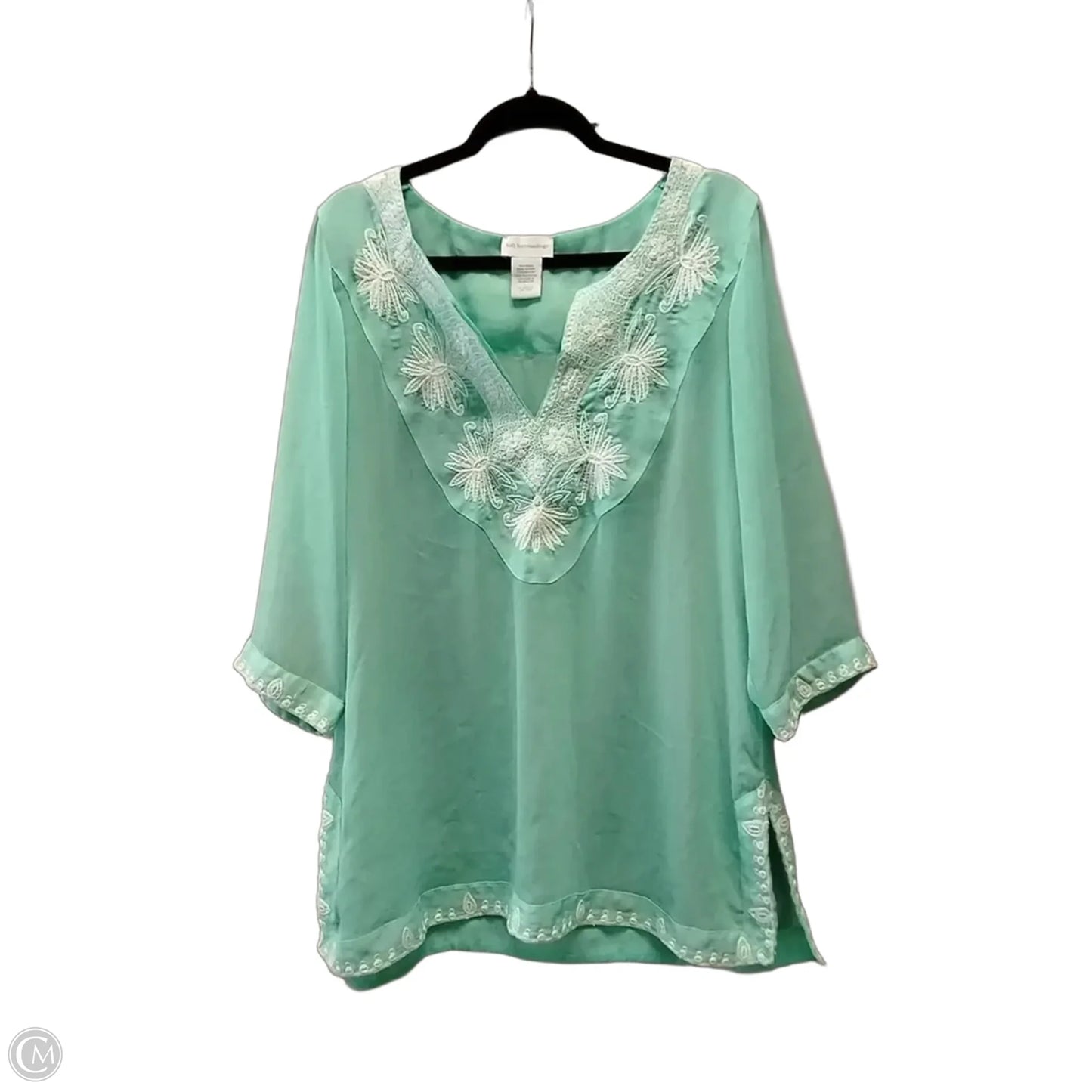 Top 3/4 Sleeve By Soft Surroundings In Teal, Size: L