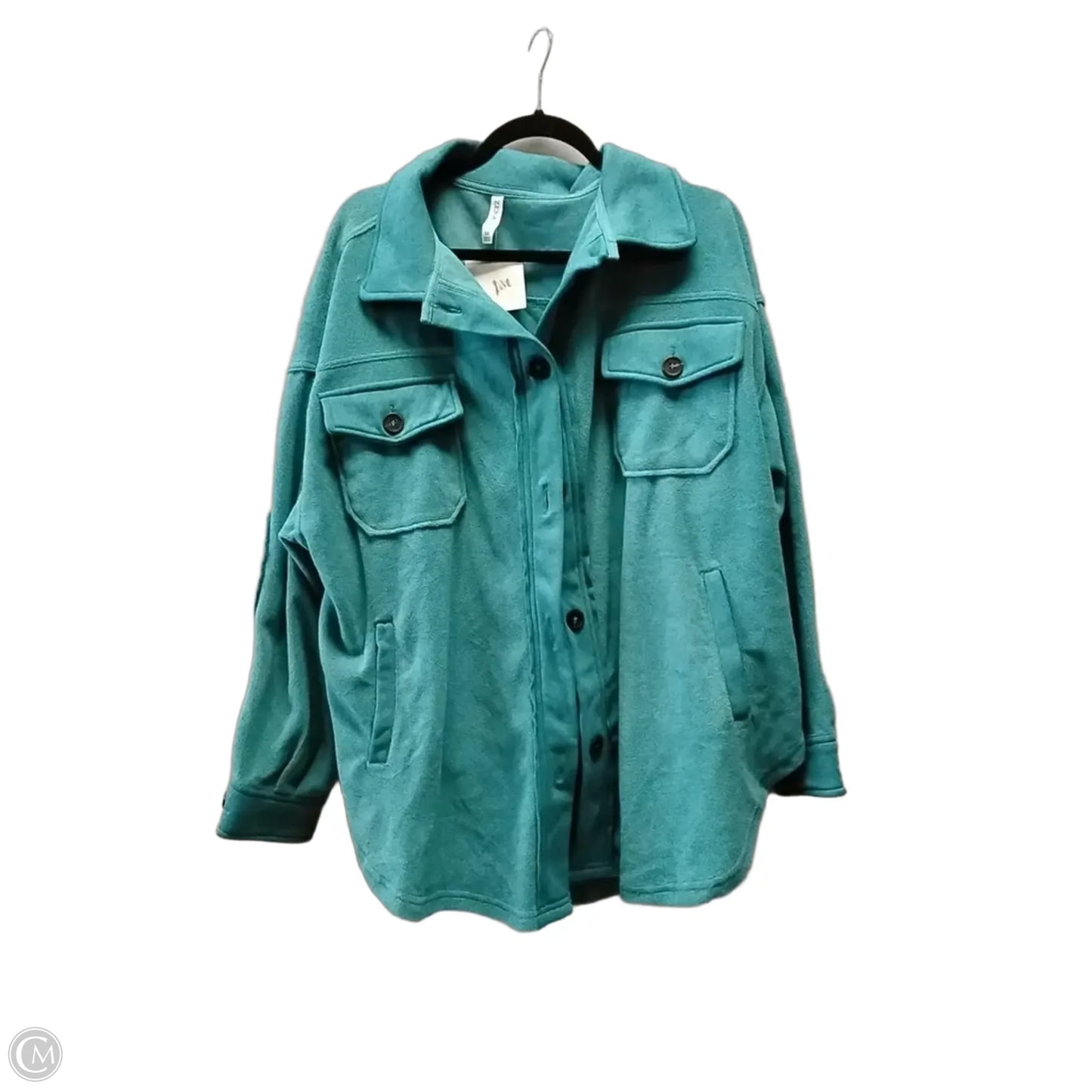Jacket Fleece By Zenana In Teal, Size: 1x