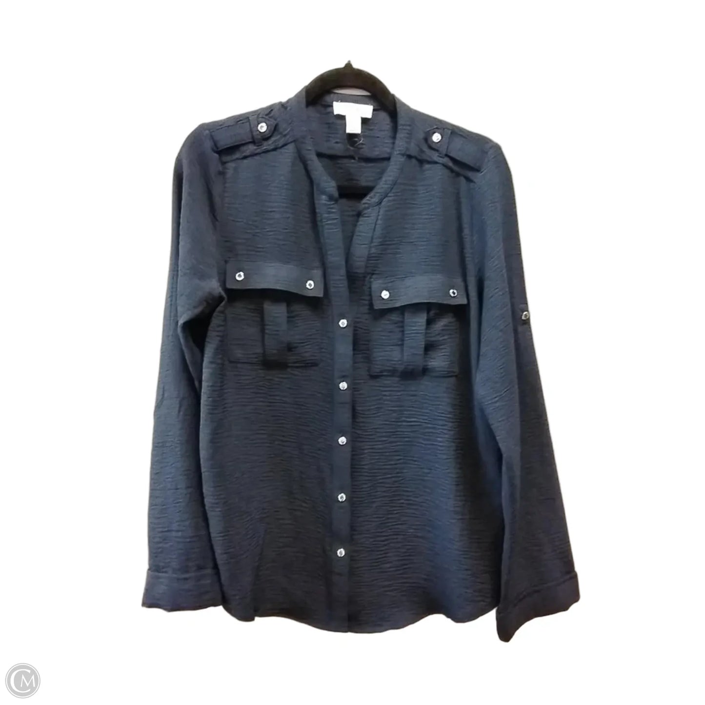 Top Long Sleeve By Calvin Klein In Navy, Size: M
