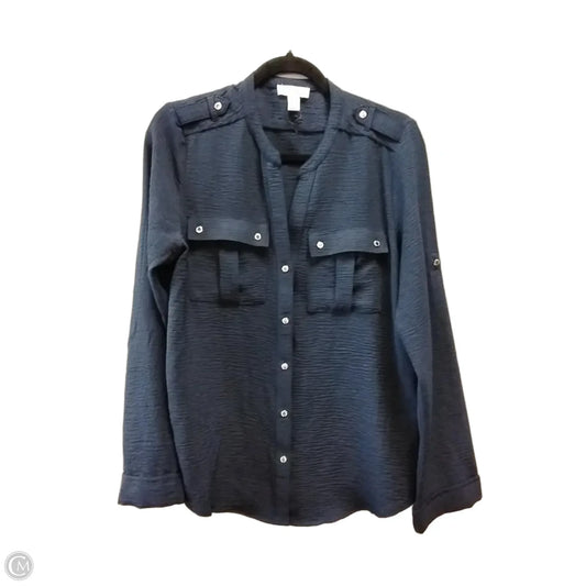 Top Long Sleeve By Calvin Klein In Navy, Size: M