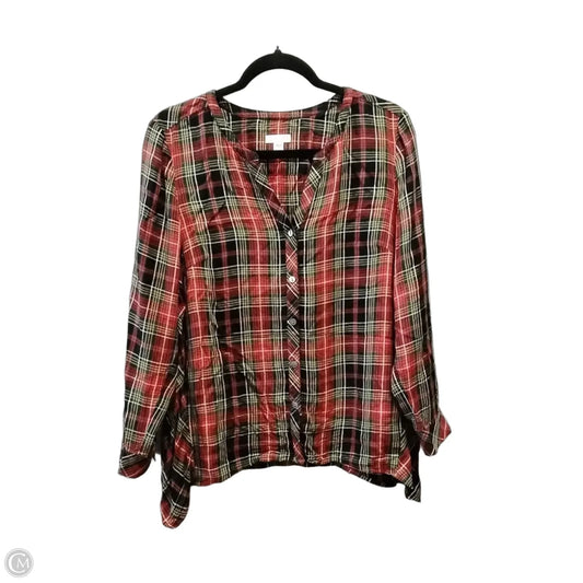 Top Long Sleeve By J. Jill In Plaid Pattern, Size: M